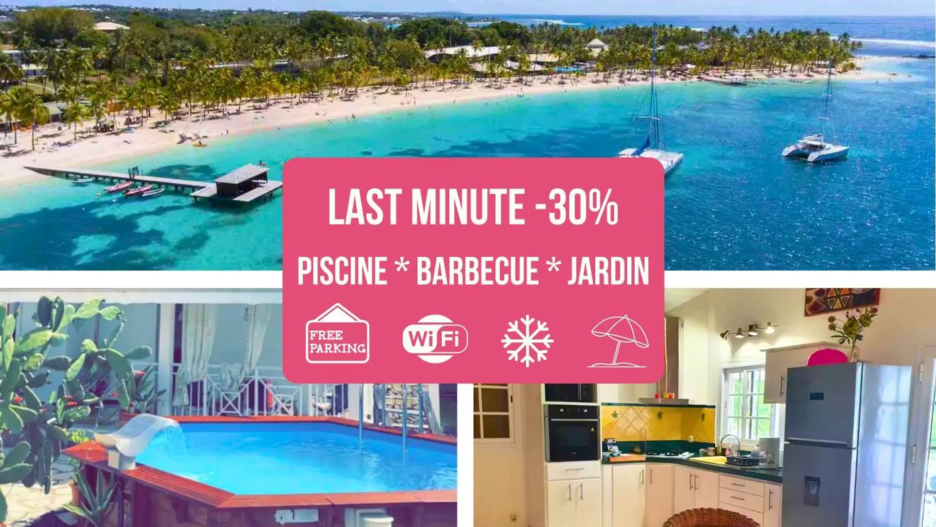 Le Sable Bleu - Evasion Tropicale A Sainte-Anne - Plage 5Min - Piscine - Parking - Logement Climatise - Vue Sur Les Palmiers - Parfait Pour Sejours En Famille Ou Entre Amis